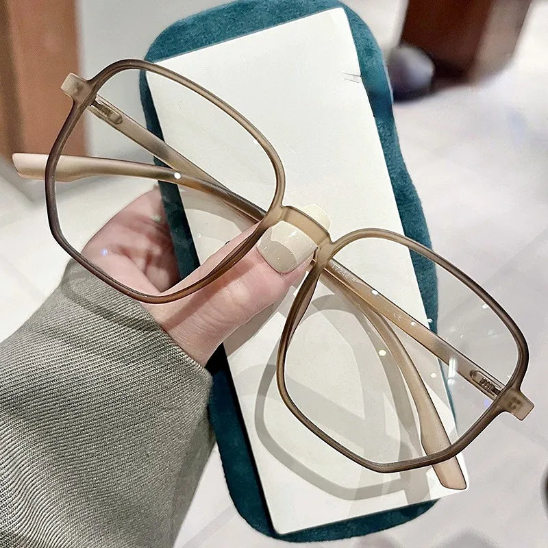 Oversized Frame Anti-blue Light Transparent Glasses Unisex Fashion Sunglasses UV400 Protection Flat Mirror Computer Eyeglasses