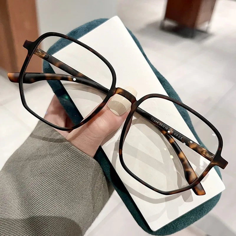 Oversized Frame Anti-blue Light Transparent Glasses Unisex Fashion Sunglasses UV400 Protection Flat Mirror Computer Eyeglasses
