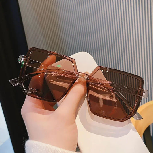 Retro Big Frame Sunglasses Women Square Sun Glasses Eye Protection Goggle  Vintage Polygon Eyeglasses