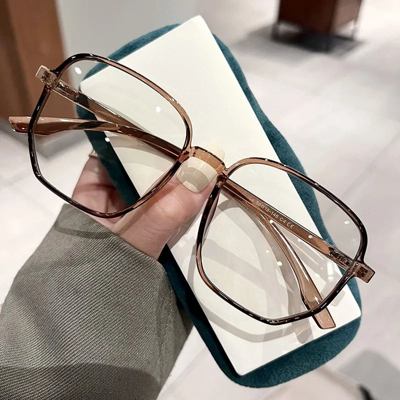 Oversized Frame Anti-blue Light Transparent Glasses Unisex Fashion Sunglasses UV400 Protection Flat Mirror Computer Eyeglasses