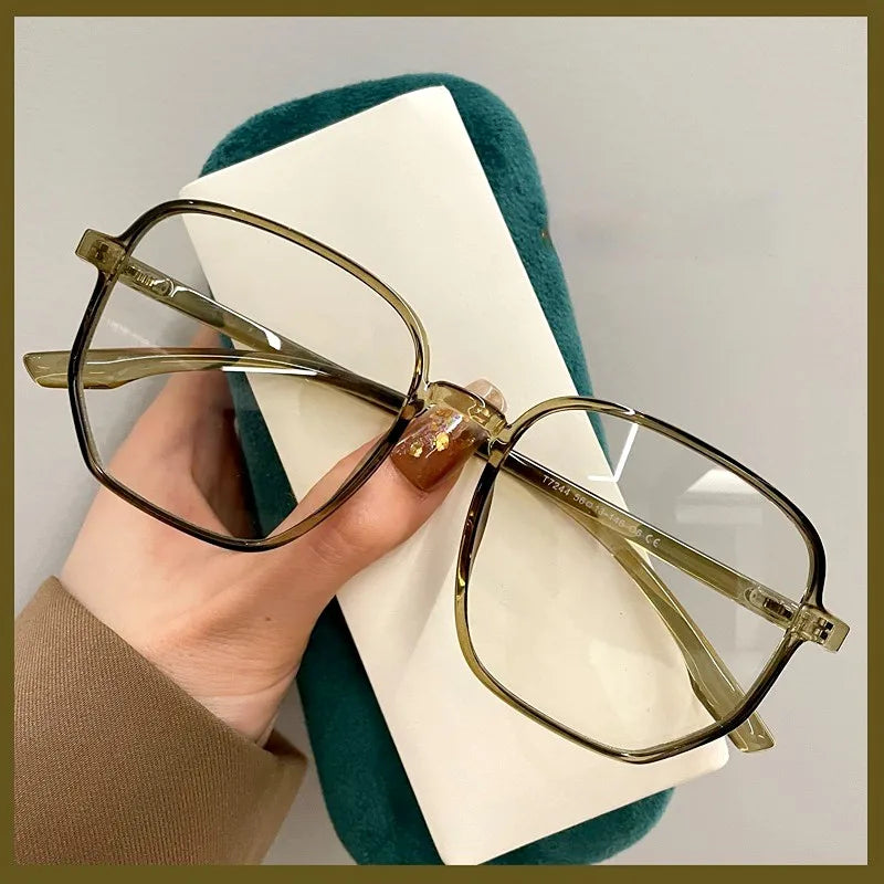 Oversized Frame Anti-blue Light Transparent Glasses Unisex Fashion Sunglasses UV400 Protection Flat Mirror Computer Eyeglasses
