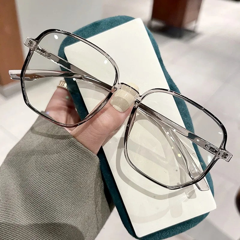 Oversized Frame Anti-blue Light Transparent Glasses Unisex Fashion Sunglasses UV400 Protection Flat Mirror Computer Eyeglasses
