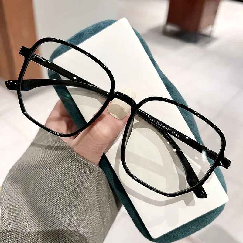 Oversized Frame Anti-blue Light Transparent Glasses Unisex Fashion Sunglasses UV400 Protection Flat Mirror Computer Eyeglasses