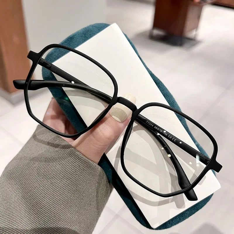 Oversized Frame Anti-blue Light Transparent Glasses Unisex Fashion Sunglasses UV400 Protection Flat Mirror Computer Eyeglasses